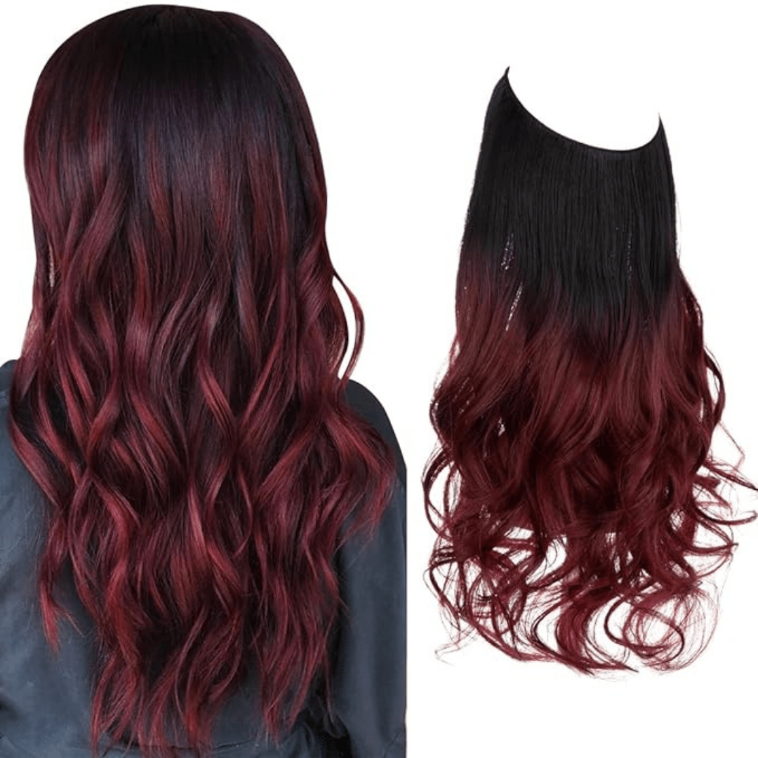 Black to Wine Red Ombre Wavy (22 Inch)