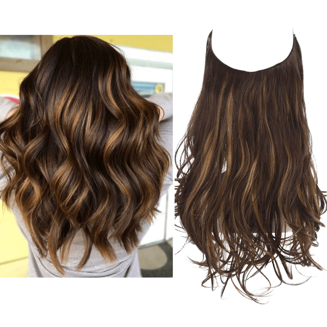 Dark Brown with Blonde Highlight Wavy (22 Inch)